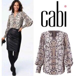 CAbi snake print long sleeve blouse size M